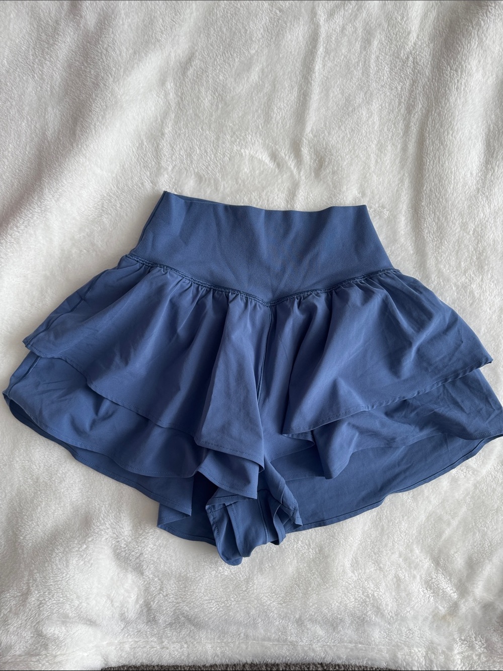 Tiered Ruffle Performance Skort in Dusty Blue